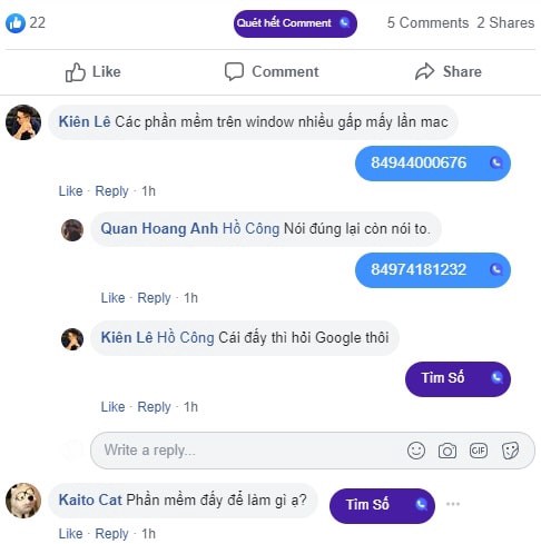 get facebook phone numbers from comments
